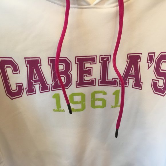 Cabelas White / Mountain Rose Hoodie Pursuit Logo Water Resistant MSRP $50 - Picture 6 of 8